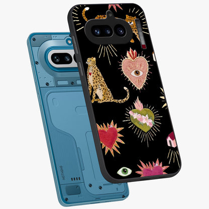 Sacred Jungle Heart Glass Case displayed in angled mockup highlighting lush tropical design with natural aesthetic style.