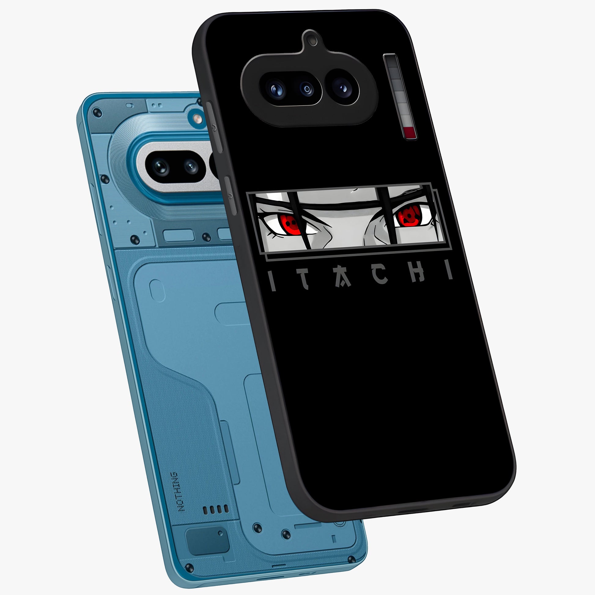 Scarlet Gaze Dominance Glass Case displayed in angled mockup highlighting intense visual design with bold scarlet aesthetic.