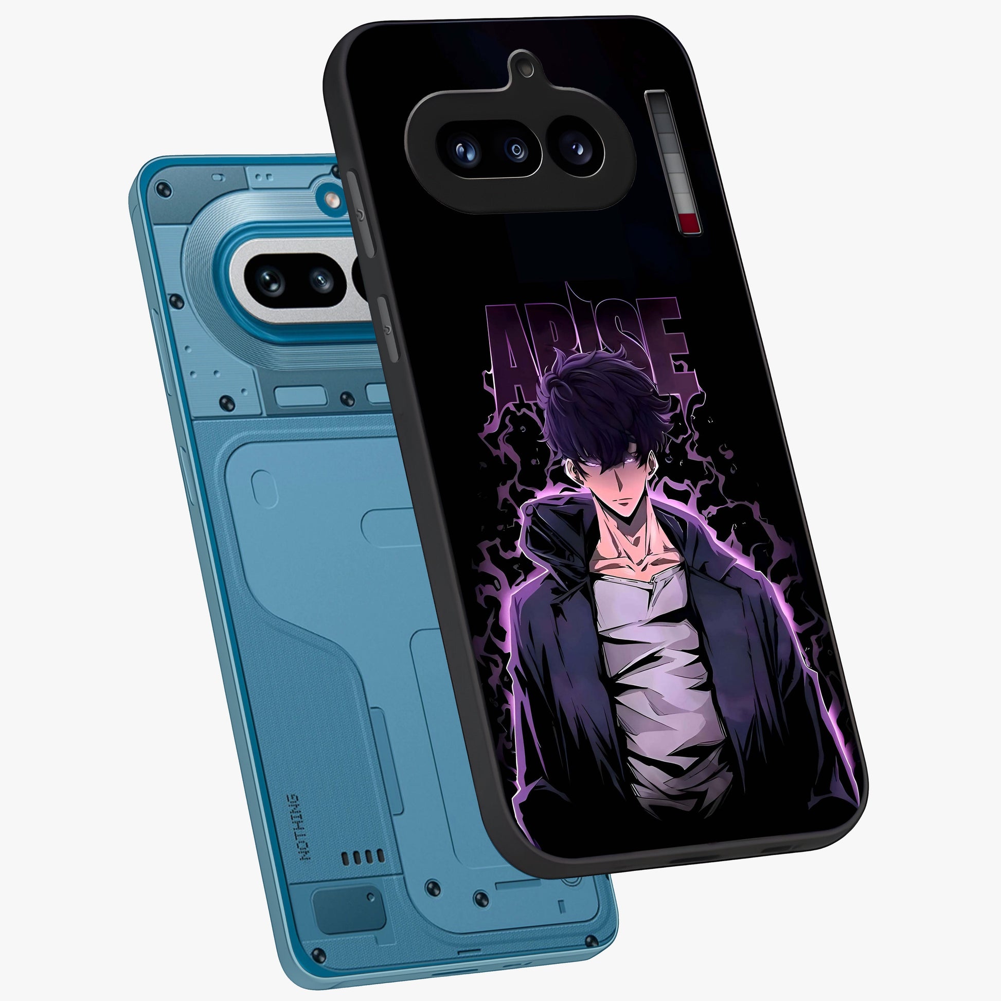 Shadow Monarch Awakening Glass Case displayed in angled mockup highlighting dramatic shadow warrior design with fantasy aesthetic.