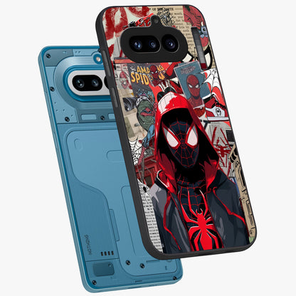 Spider Collage Street Glass Case displayed in angled mockup highlighting dynamic street style collage design with comic aesthetic.