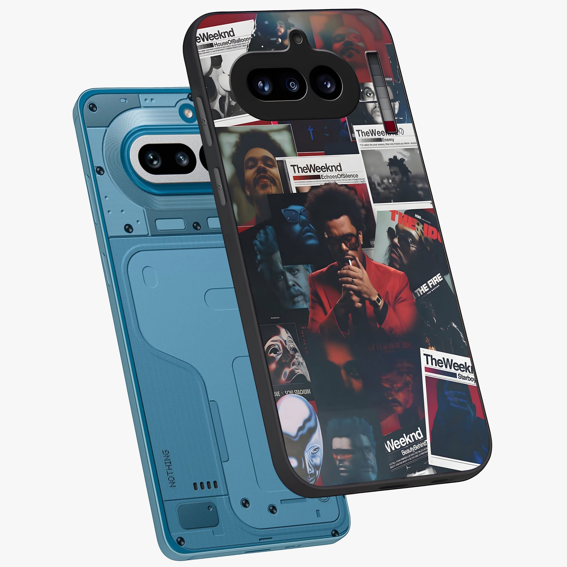 The Weeknd Glass Case displayed in angled mockup highlighting stylish pop culture inspired design with modern aesthetic.