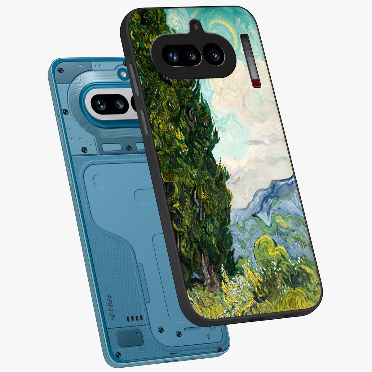 Van Gogh Vintage Art Glass Case displayed in angled mockup highlighting textured brushstroke design with classic aesthetic.