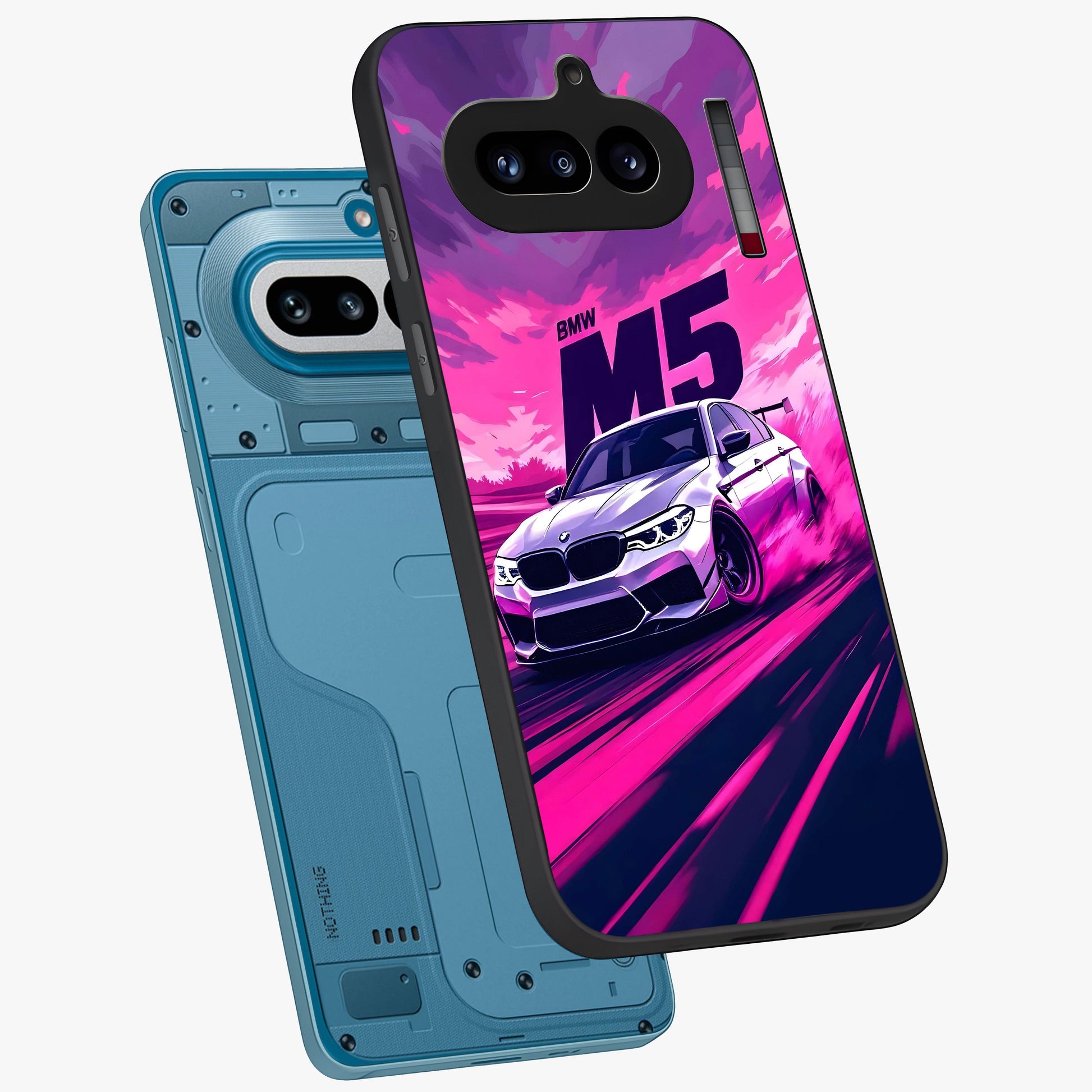 Velocity Drift Pulse Glass Case displayed in angled mockup highlighting dynamic drift design with sporty automotive aesthetic.