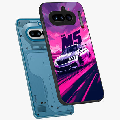 Velocity Drift Pulse Glass Case displayed in angled mockup highlighting dynamic drift design with sporty automotive aesthetic.