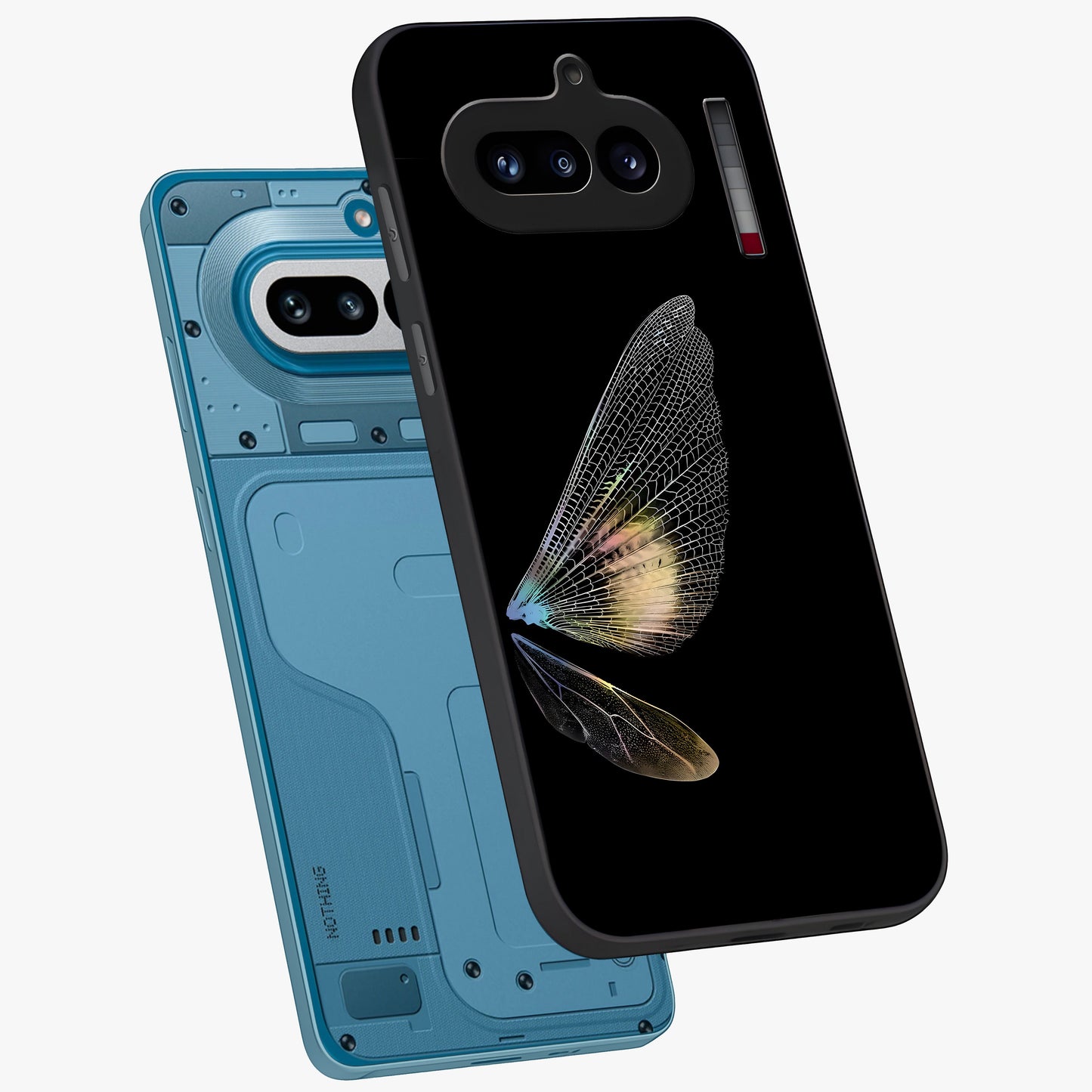 Whispers Of Wings Glass Case displayed in angled mockup highlighting soft feather design with celestial aesthetic style.