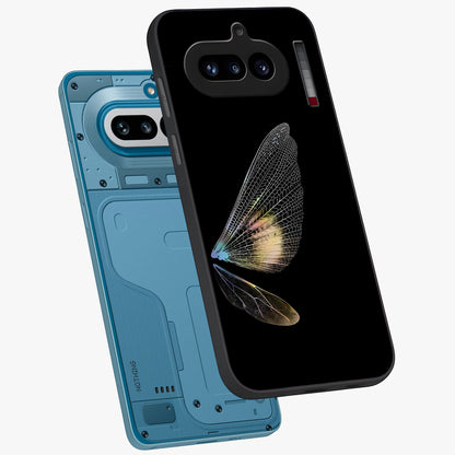 Whispers Of Wings Glass Case displayed in angled mockup highlighting soft feather design with celestial aesthetic style.