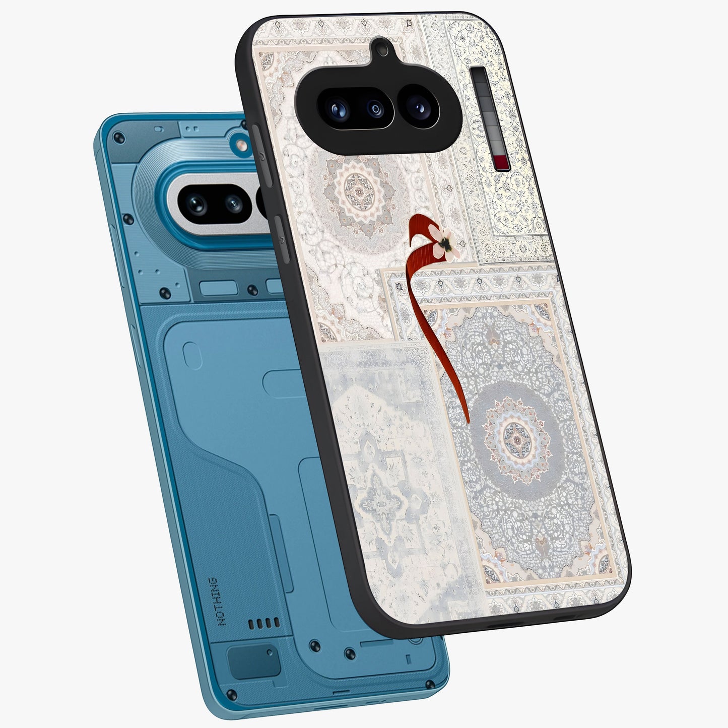 White Aesthetic Bow Glass Case displayed in angled mockup highlighting clean bow design with soft aesthetic style.