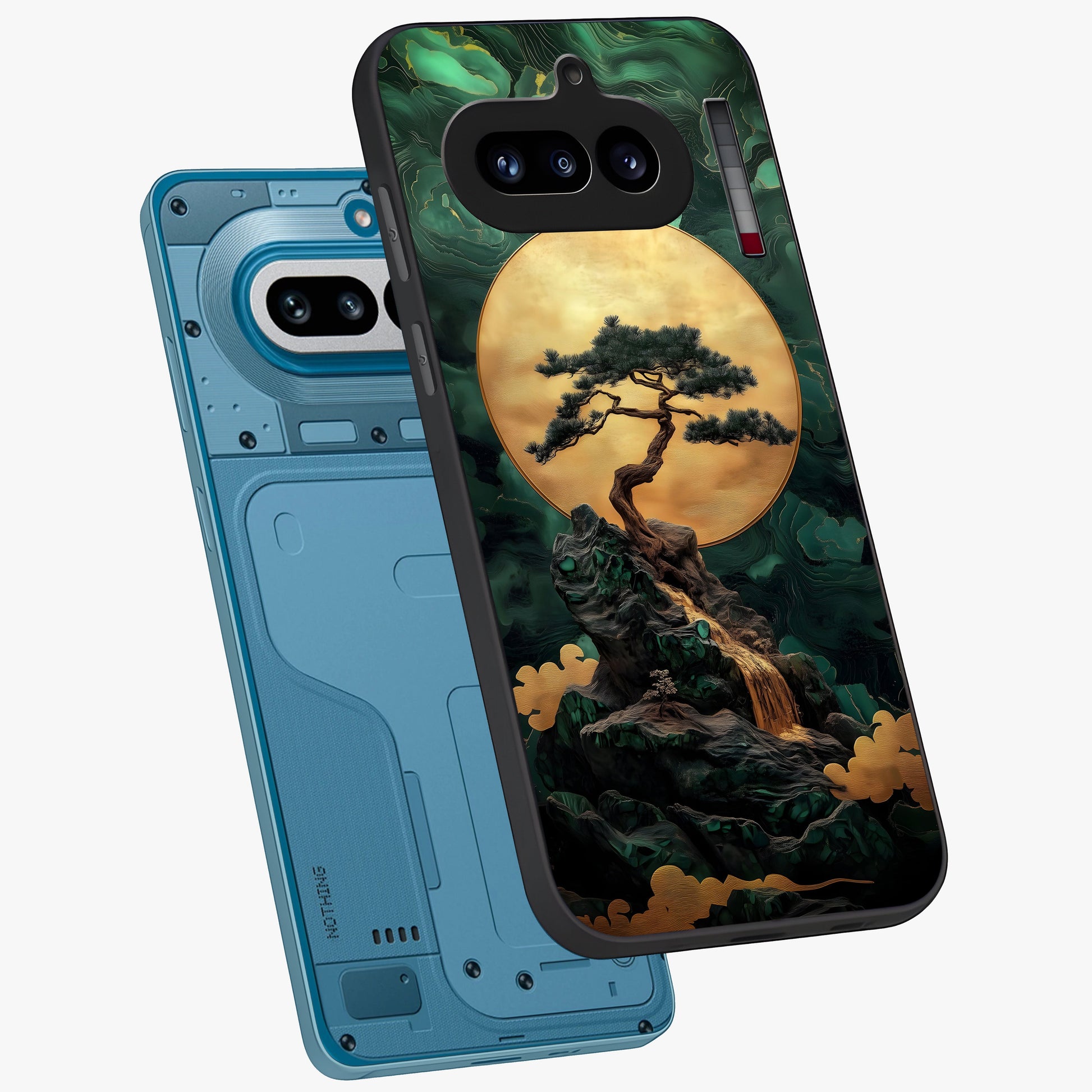 Zen Moon Rise Glass Case displayed in angled mockup highlighting peaceful lunar design with zen aesthetic style.