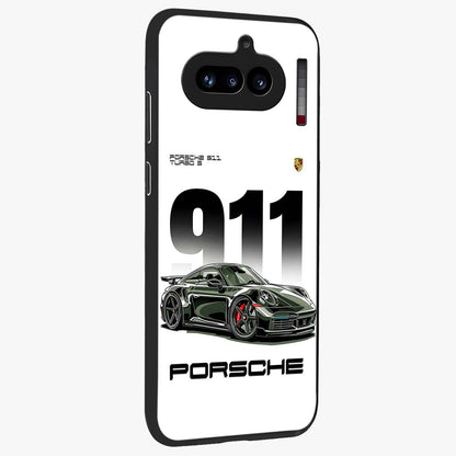 911 Turbo Dominance Glass Case upright perspective showcasing powerful racing design and modern automotive aesthetic.