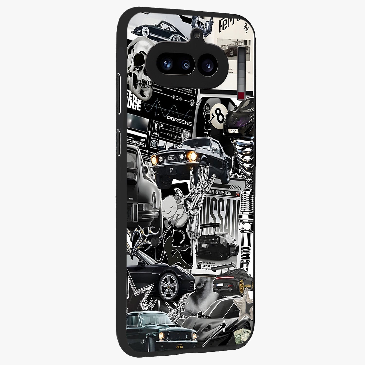 Aesthetic Dark Love Glass Case upright view showcasing dramatic romantic artwork with modern aesthetic style.