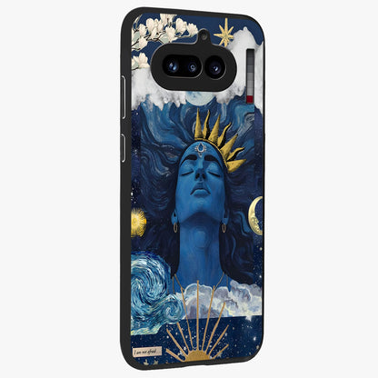 Aesthetic Lord Shiva Glass Case upright view showcasing powerful Lord Shiva artwork with devotional theme.