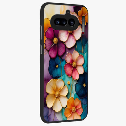Artlyn Grace Flower Pattern Glass Case upright view showcasing graceful floral artwork with aesthetic botanical style.
