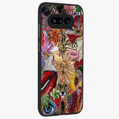 Beaded Fashion Jungle Glass Case upright view showcasing tropical jungle aesthetic with decorative bead elements.