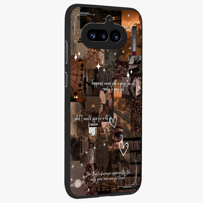 Bittersweet Aesthetic Chaos Glass Case upright view showcasing bold artistic chaos design with modern aesthetic style.
