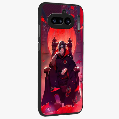 Blood Moon Sovereign Glass Case upright view showcasing powerful moon inspired artwork with cosmic aesthetic style.