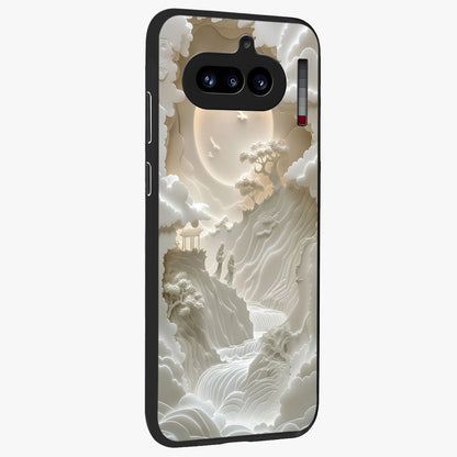 Celestial Origami Glass Case upright view showcasing creative origami artwork with modern celestial style.