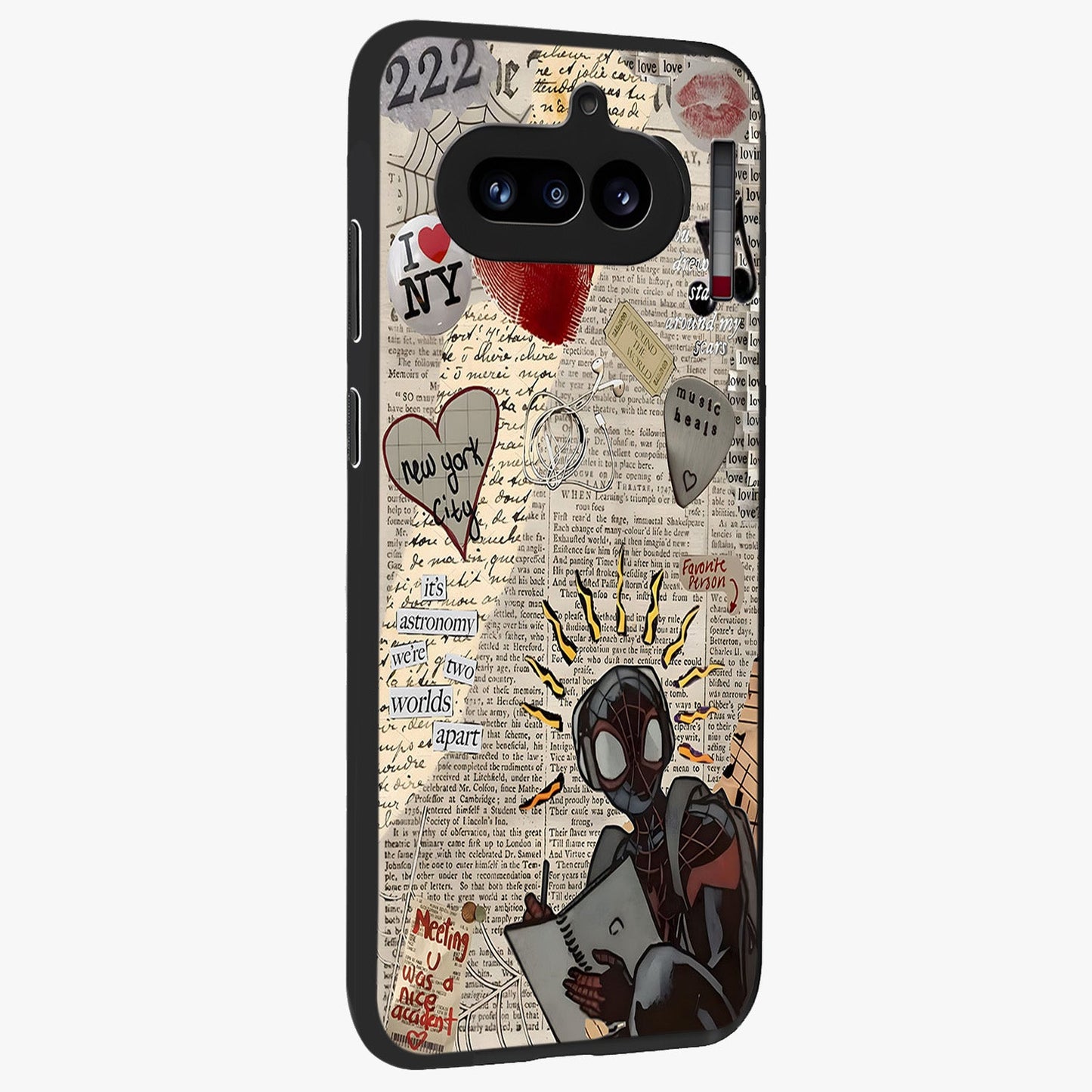 City Dream Sketch Glass Case upright view showcasing urban skyline artwork with stylish hand drawn design.