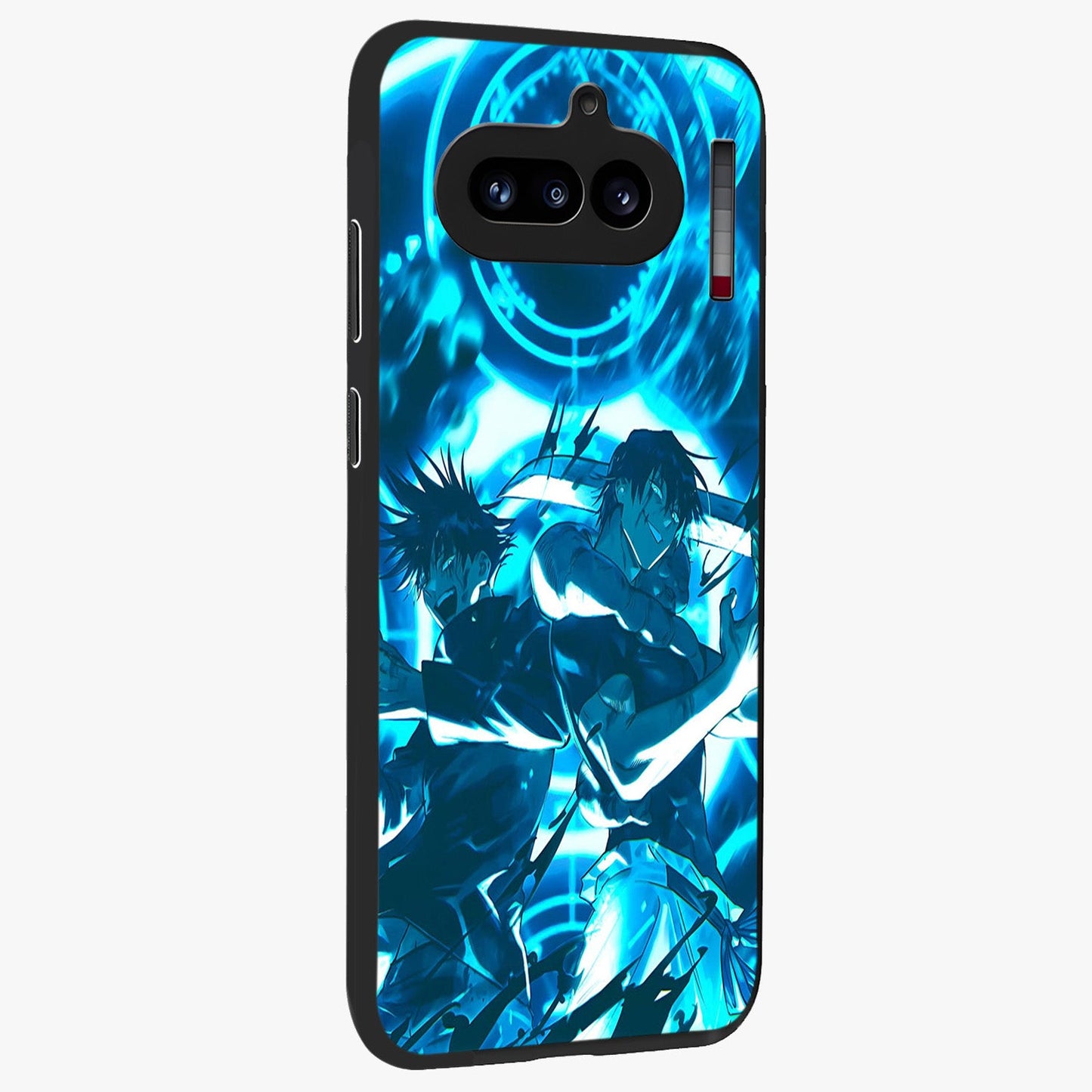 Cursed Energy Clash Glass Case upright view showcasing dramatic clash artwork with bold supernatural theme.