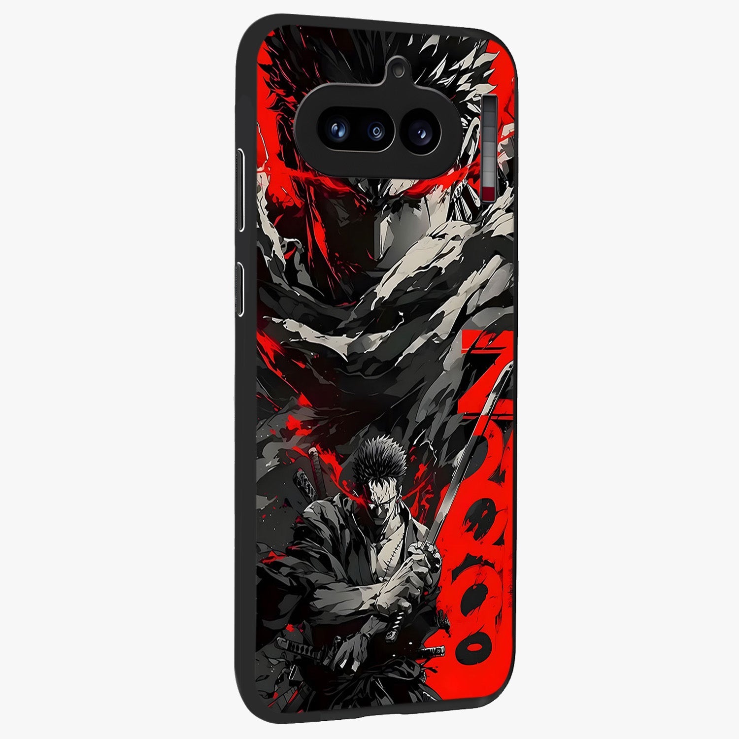 Demon Sword Resolve Glass Case upright view showcasing dramatic warrior artwork with intense battle theme.