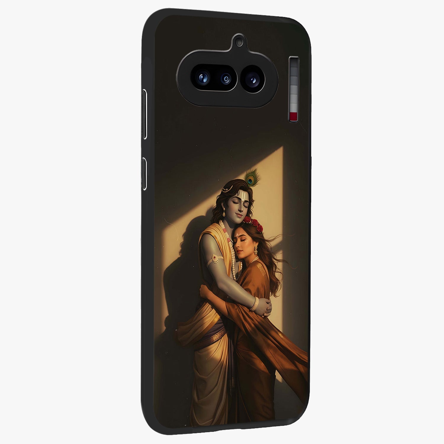Divine Eternal Love Glass Case upright view showcasing graceful spiritual artwork with eternal love theme.