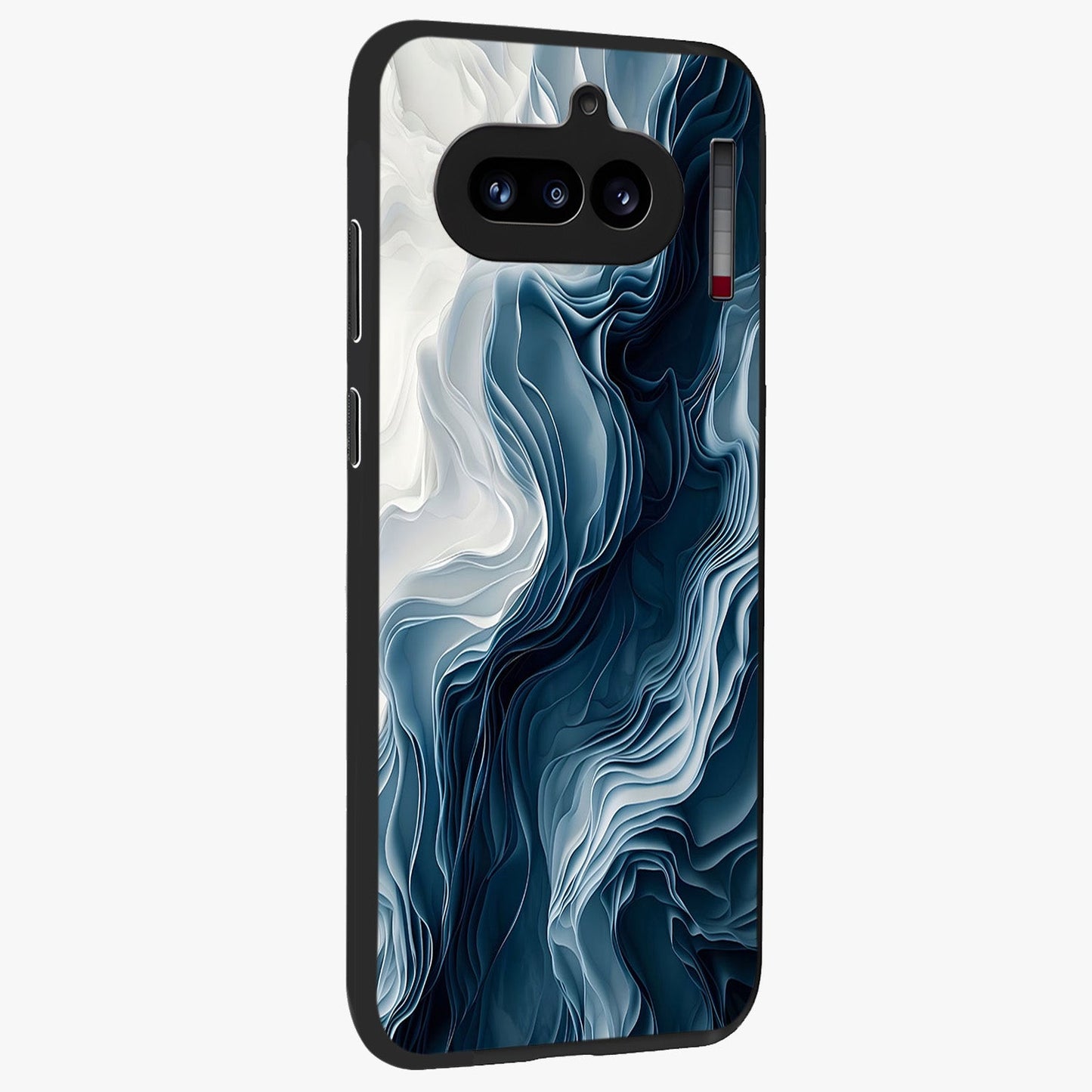 Ethereal Paper Marble Glass Case upright view showcasing smooth marble artwork with refined minimalist theme.