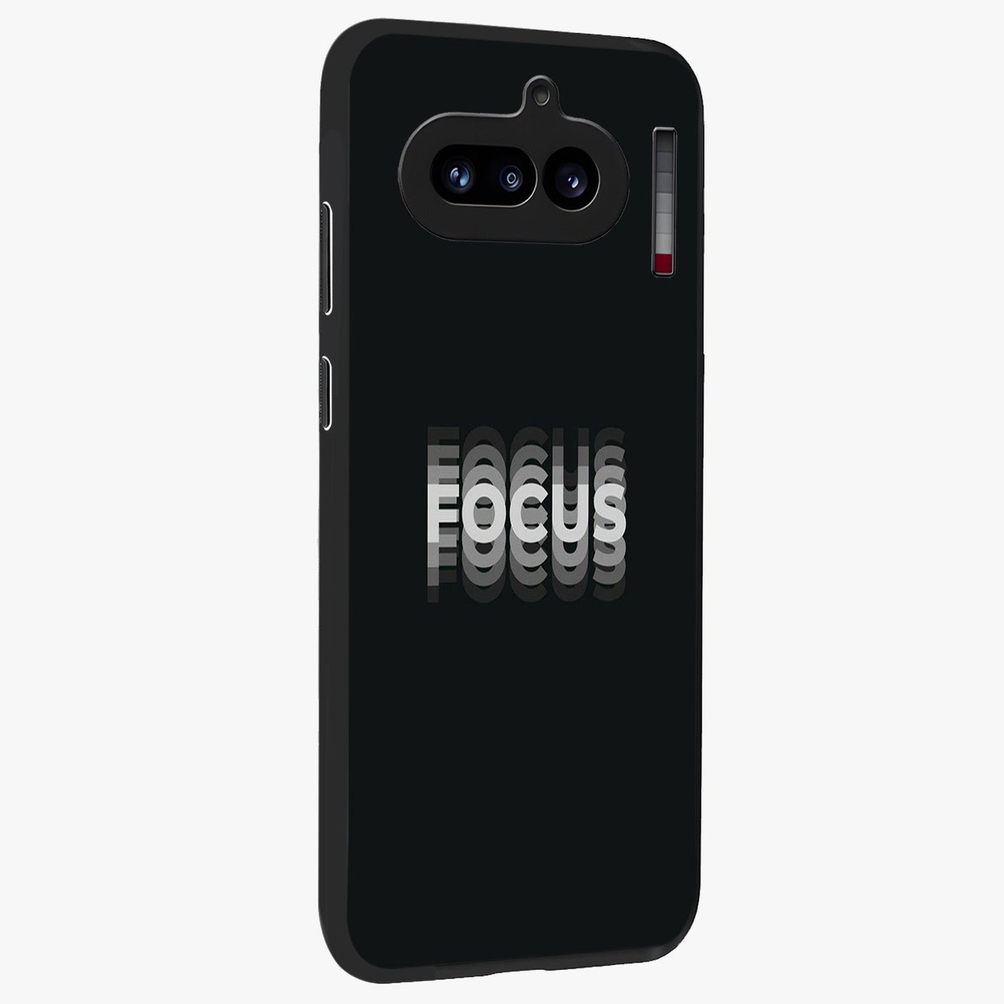 Focused Blade Discipline Glass Case upright view showcasing strong typography statement with sleek motivational theme.