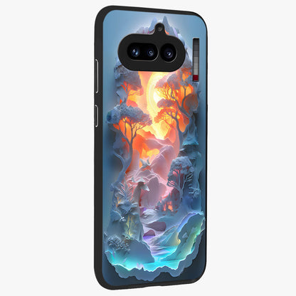 Glow Forest Portal Glass Case upright view showcasing enchanted forest portal artwork with fantasy nature theme.