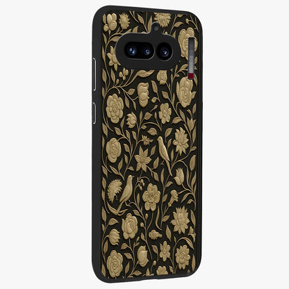Golden Evil Eye Mandala Glass Case upright view showcasing decorative evil eye mandala artwork with spiritual aesthetic style.