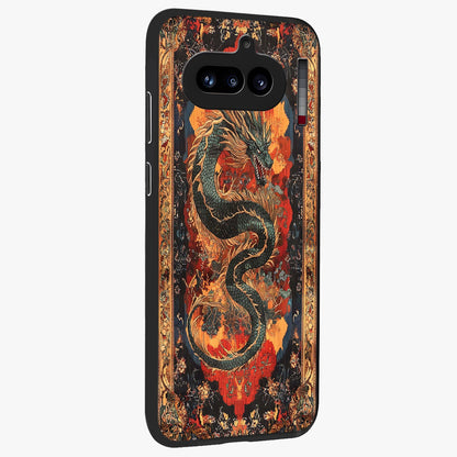 Inferno Dragon Soul Glass Case upright view showcasing intense dragon artwork with fantasy fire theme.