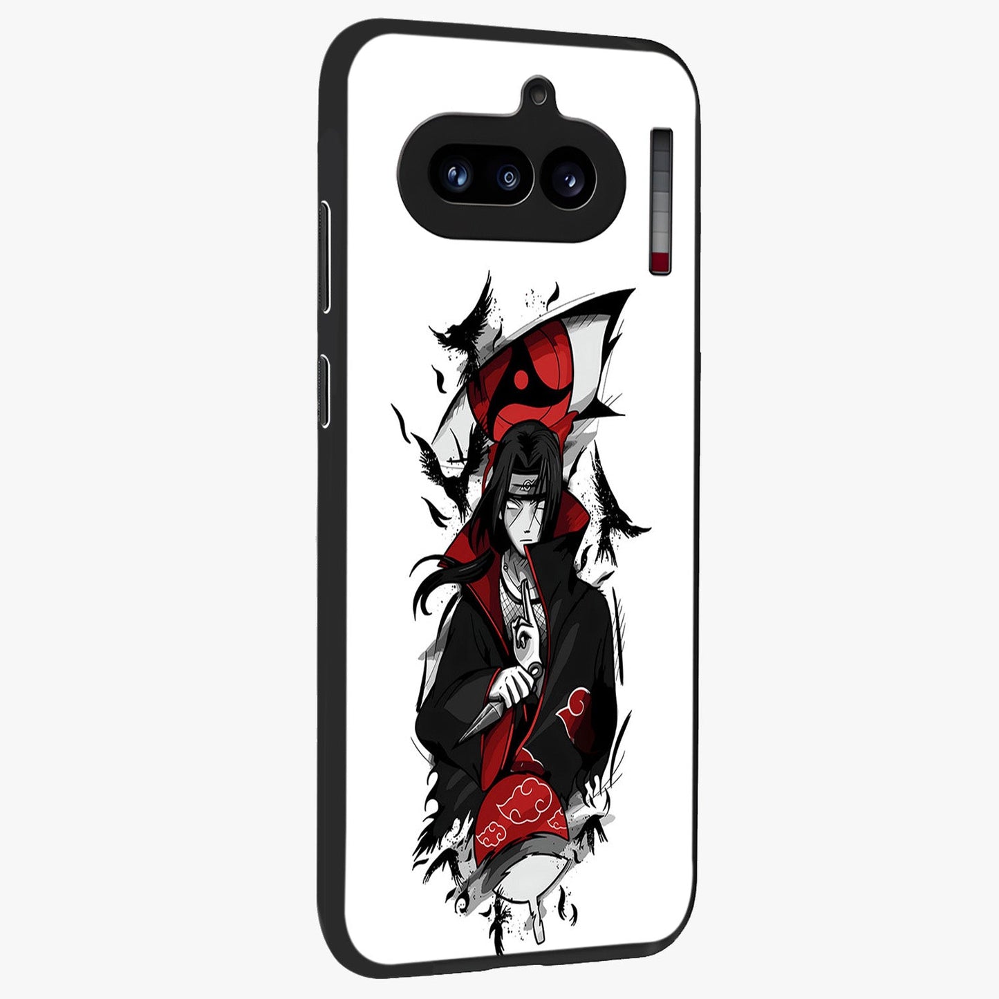 Itachi Limited Edition Naruto Anime Glass Case upright view showcasing intense anime artwork with powerful character theme.