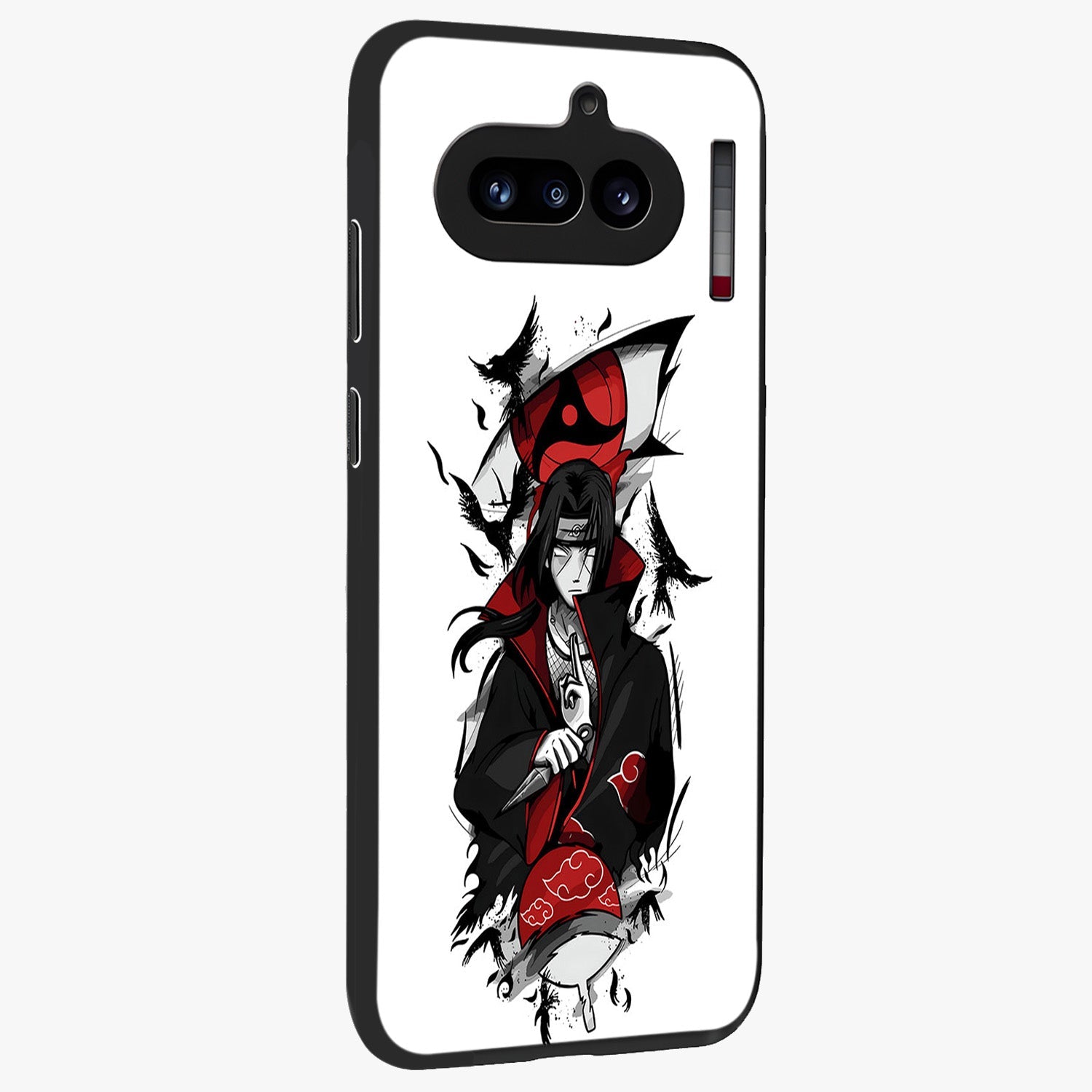 Itachi Limited Edition Naruto Anime Glass Case upright view showcasing intense anime artwork with powerful character theme.