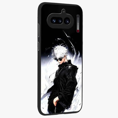 Limitless Shadow King Glass Case upright view showcasing bold shadow warrior artwork with epic fantasy theme.