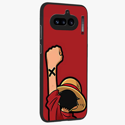 Luffy X Spirit Glass Case upright view showcasing striking anime artwork with adventurous character theme.