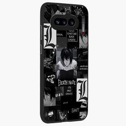 Midnight Chaos Mind Glass Case upright view showcasing expressive abstract artwork with bold dark theme.