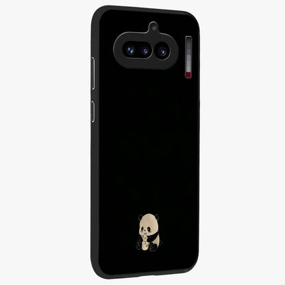 Midnight Panda Love Glass Case upright view showcasing charming panda artwork with playful romantic theme.