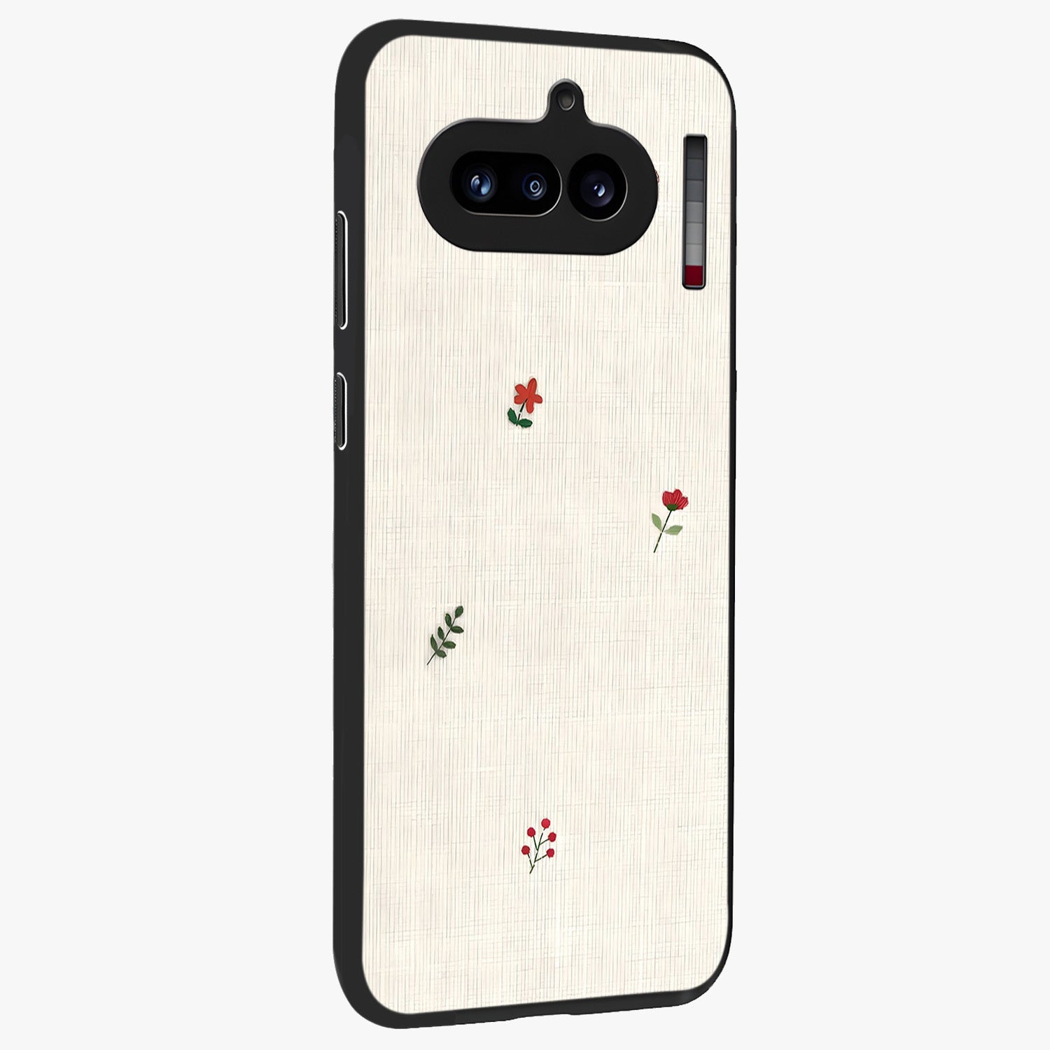 Minimalistic Blue With White Flower Pattern Glass Case upright view showcasing clean white flower artwork with calming blue theme.
