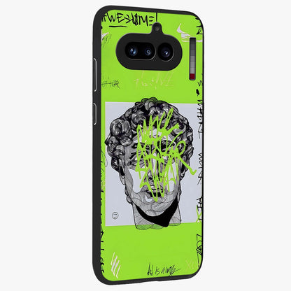 Neo Graffiti Rebellion Glass Case upright view showcasing colorful graffiti artwork with bold modern street style.