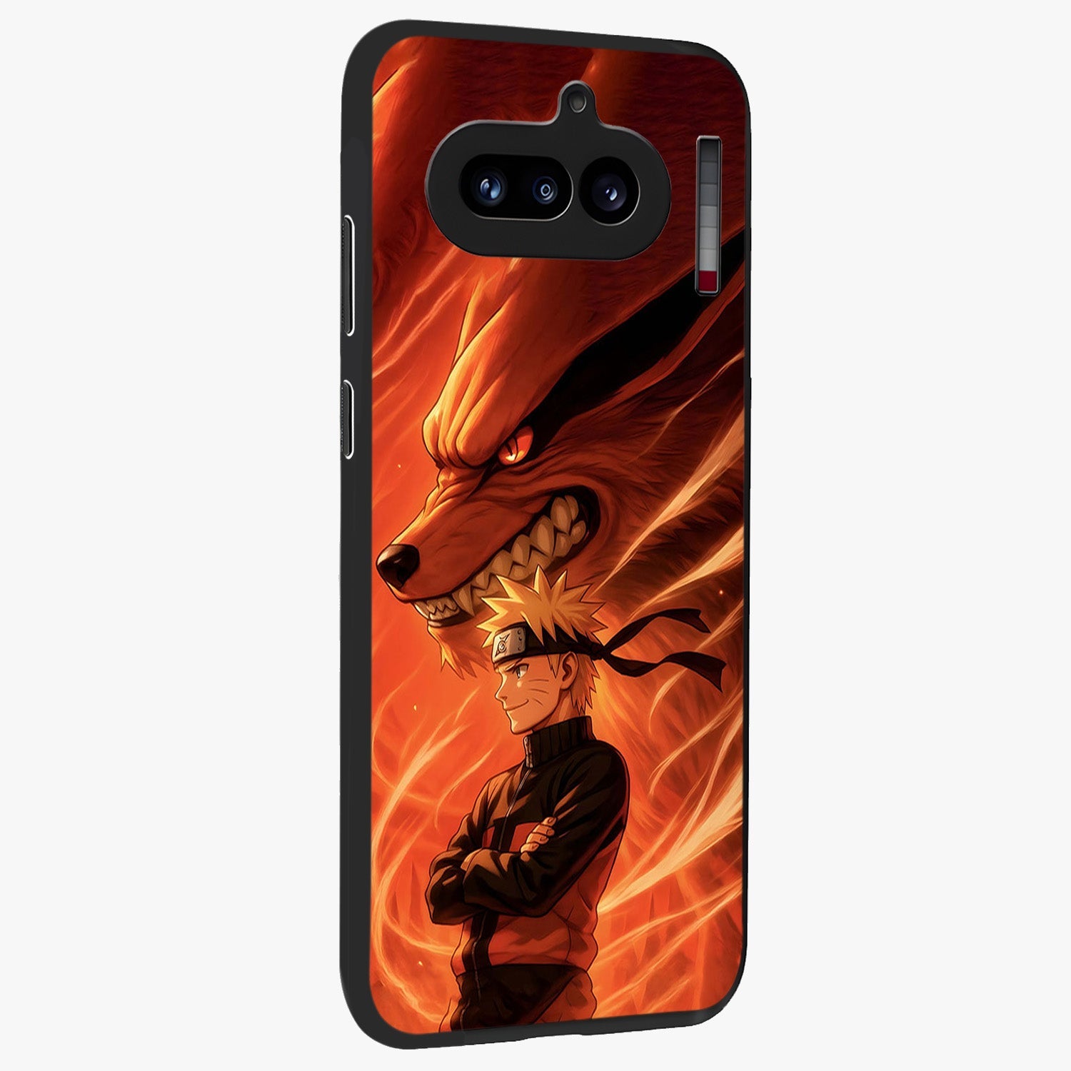 Nine Tails Legacy Glass Case upright view showcasing dramatic nine-tails artwork with intense anime themed design.