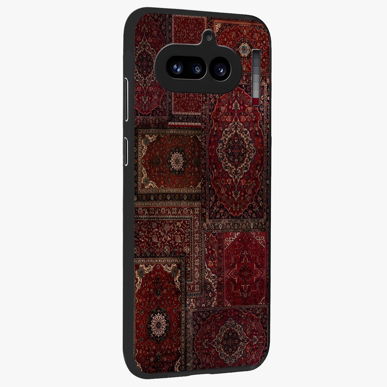 Persian Velvet Tale Glass Case upright view showcasing elegant Persian artwork with classic heritage theme.