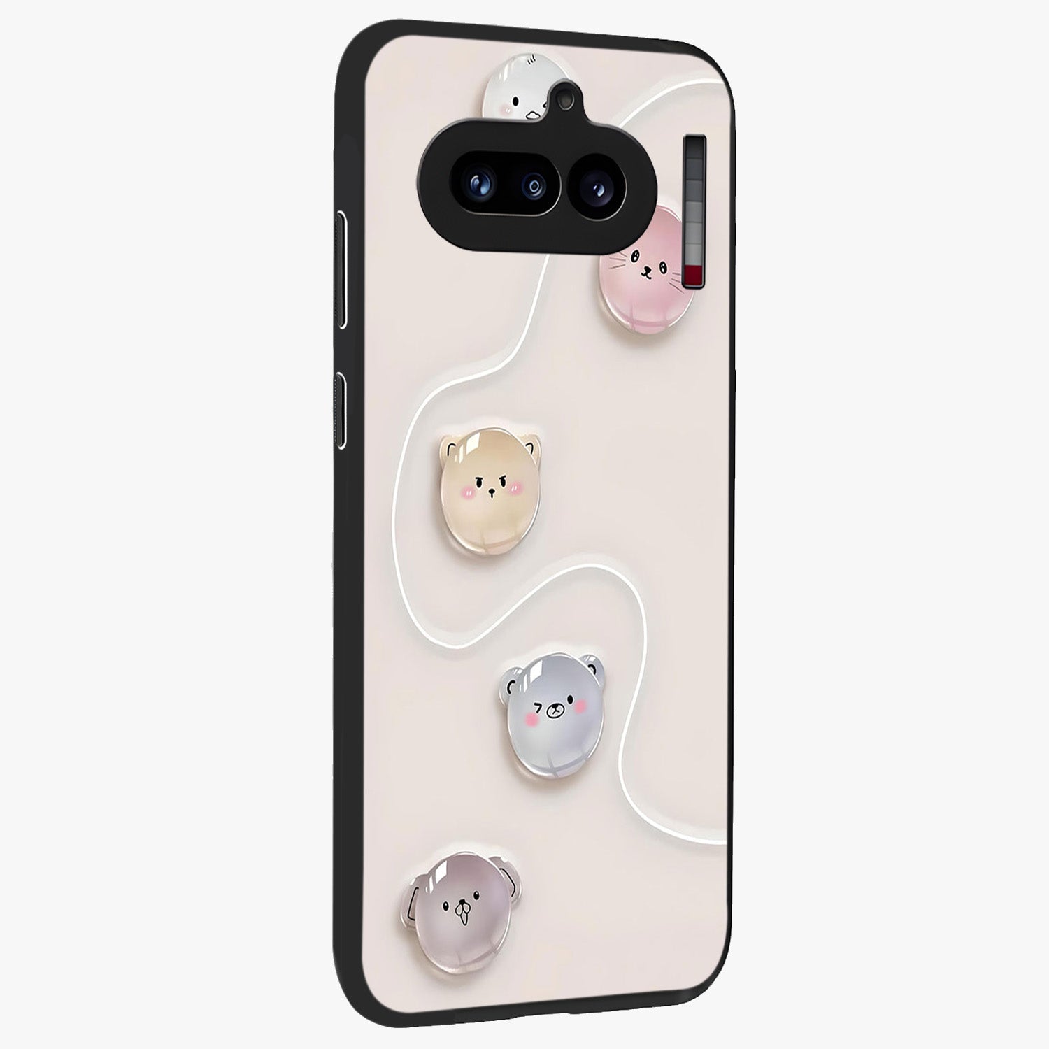 Puffy Face Parade Glass Case upright view showcasing adorable character artwork with cheerful animated theme.