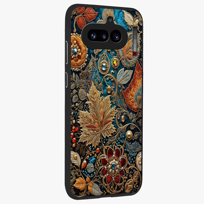 Royal Jewel Garden Glass Case upright view showcasing rich floral artwork with luxurious garden theme.