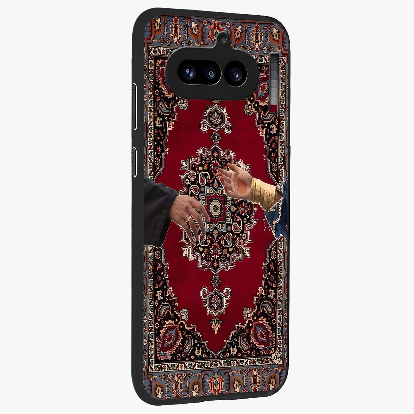 Royal Touch Reach Glass Case upright view showcasing stylish royal inspired artwork with graceful theme.