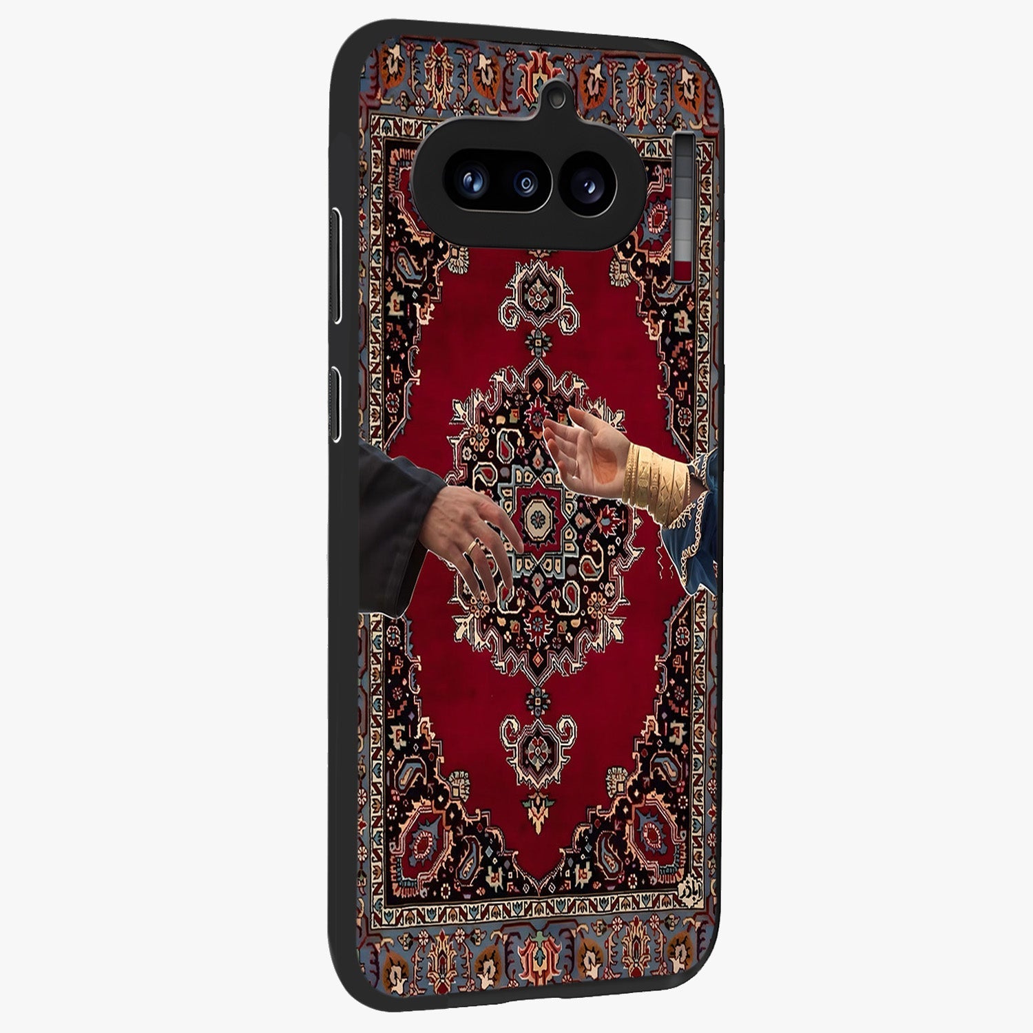 Royal Touch Reach Glass Case upright view showcasing stylish royal inspired artwork with graceful theme.