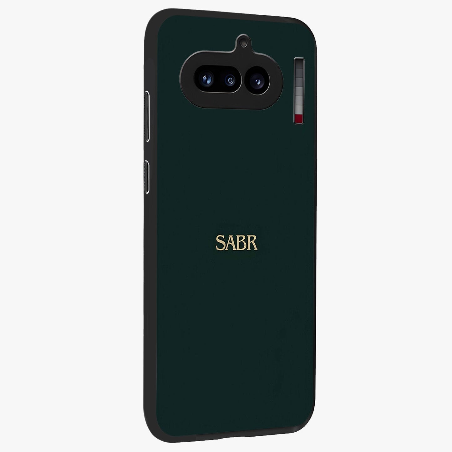 Sabr Minimal Patience Glass Case upright view showcasing calm minimalist artwork with motivational patience theme.