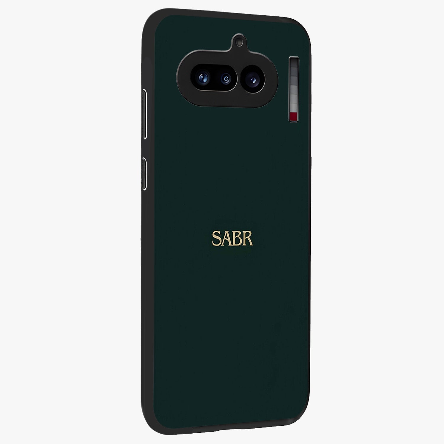 Sabr Minimal Patience Glass Case upright view showcasing calm minimalist artwork with motivational patience theme.