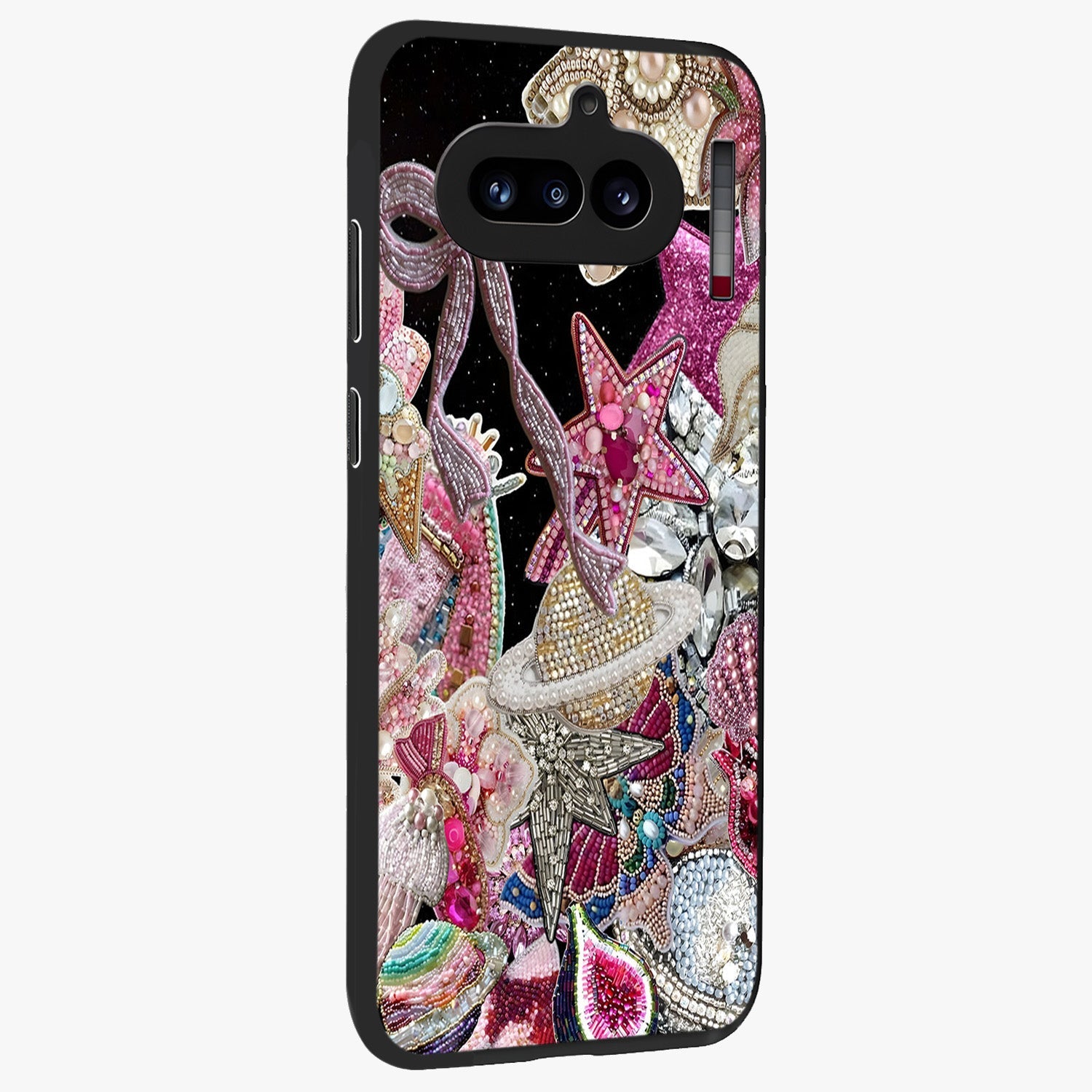 Starlit Jewel Dream Glass Case upright view showcasing radiant star inspired artwork with magical night theme.