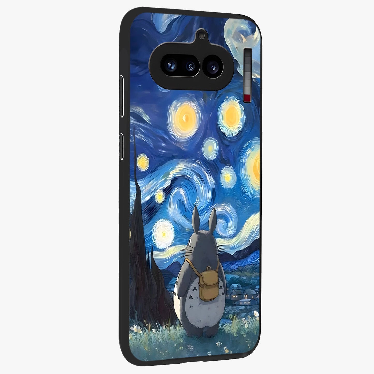Totoro In Van Gogh Art Glass Case upright view showcasing creative character artwork with painterly artistic theme.