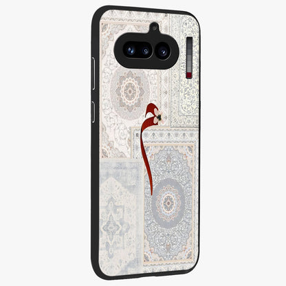 White Aesthetic Bow Glass Case upright view showcasing delicate ribbon bow artwork with cute minimalist theme.