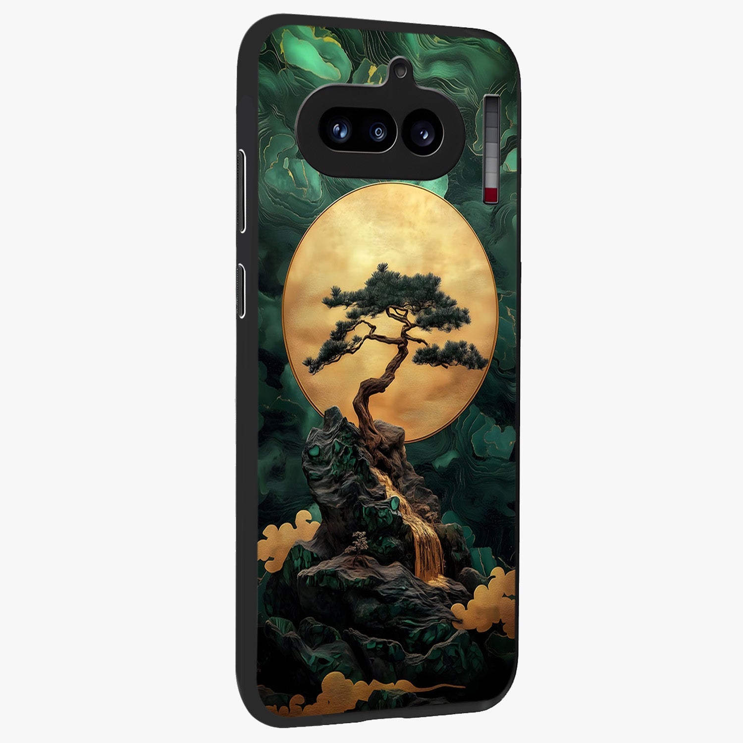 Zen Moon Rise Glass Case upright view showcasing serene moon artwork with tranquil night theme.