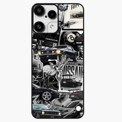 Aesthetic Dark Love Glass Case showing flat back view with dark romantic artwork and glossy glass finish.
